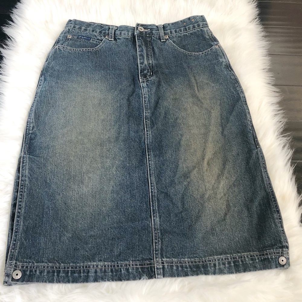 Denim knee length skirt